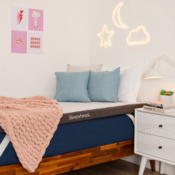 Sleepyhead Memory Foam Topper with Washable Cover College Dorm Room